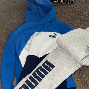 Puma Blue and White Hoodie with Gray Pants